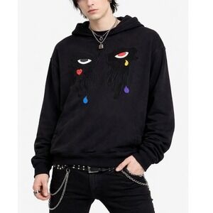 Roku Studio Mens Black Dripping Eye Chenille Patch Hoodie Streetwear 2XL
